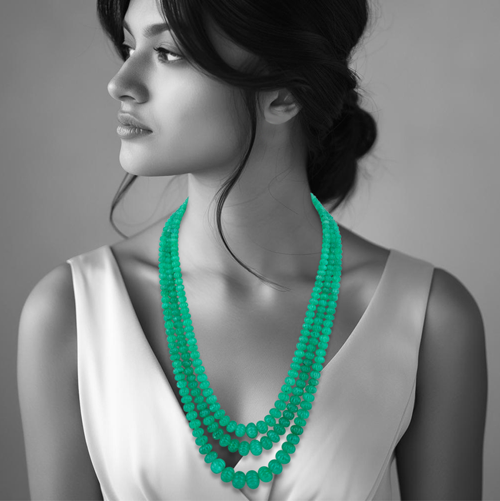 Multi-Layer Emerald Bead Necklace